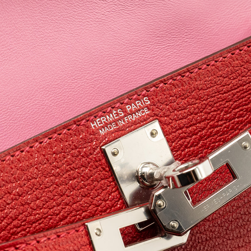 Hermes Mini Kelly II Chèvre Mysore Rouge Casaque/Mauve Sylvestre SHW Stamp B
