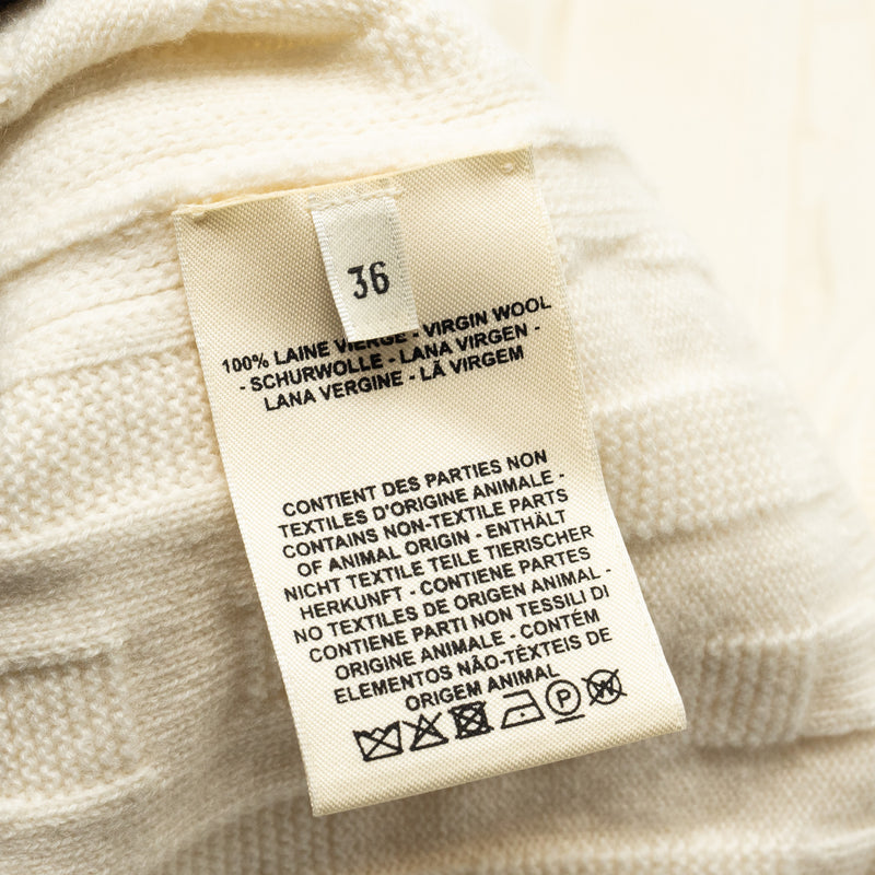 Hermes Size 36 Cardigan Virgin Wool White