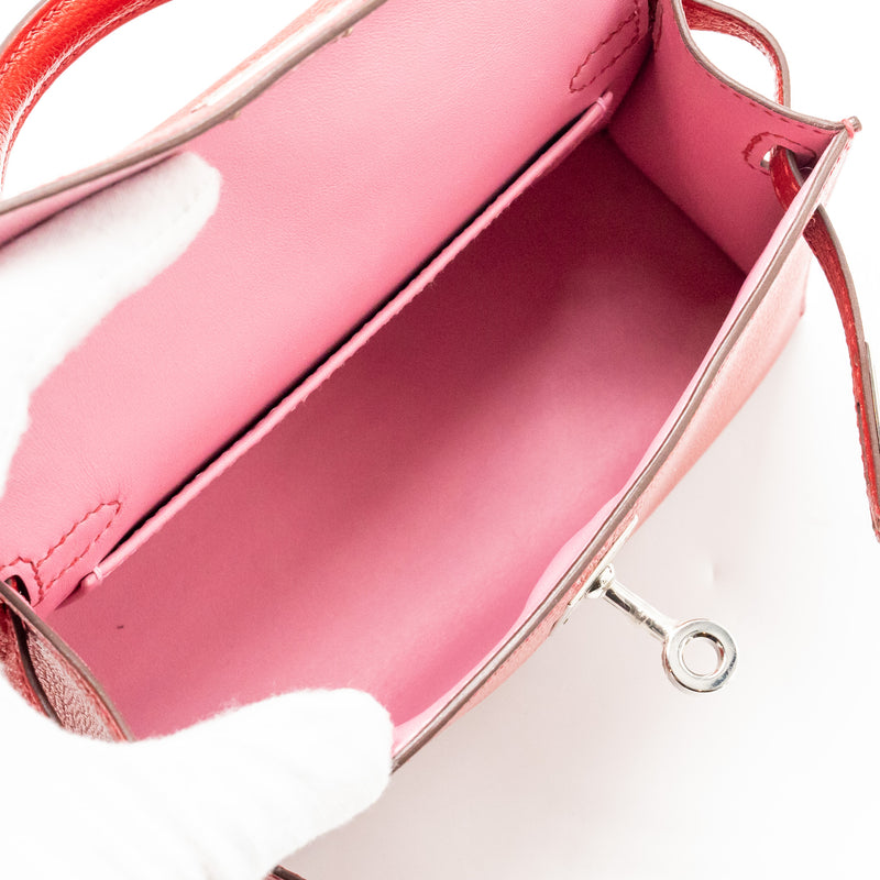 Hermes Mini Kelly II Chèvre Mysore Rouge Casaque/Mauve Sylvestre SHW Stamp B