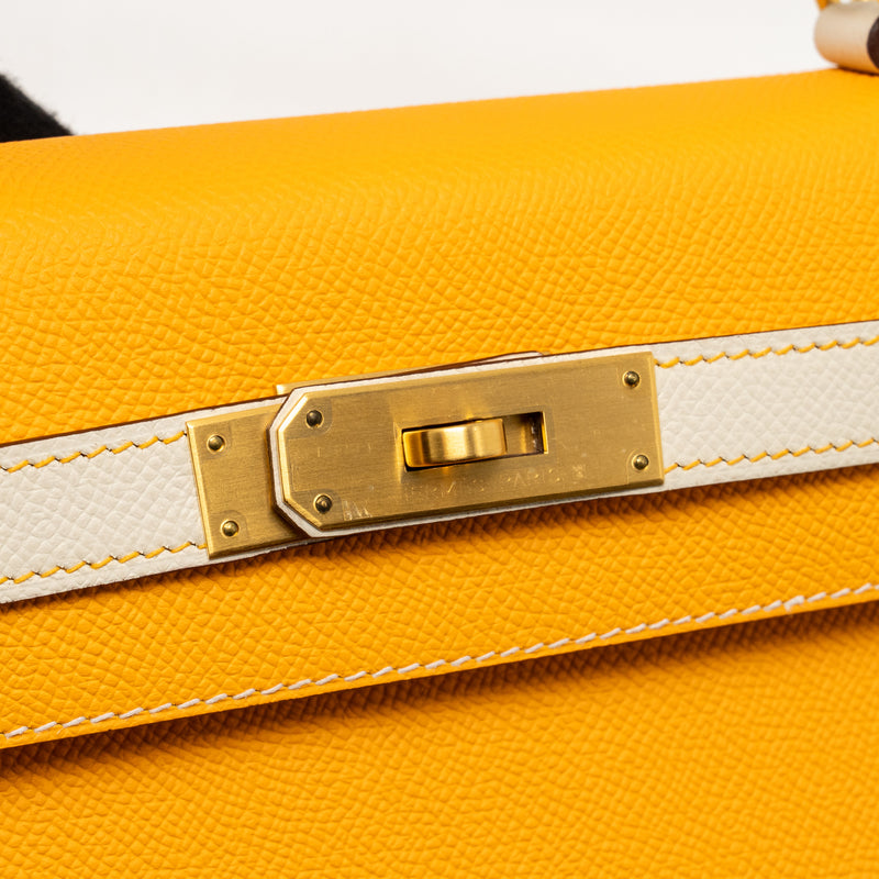 Hermes Kelly 28 Special Order Epsom Jaune D’Or/Craie Brushed GHW Stamp D