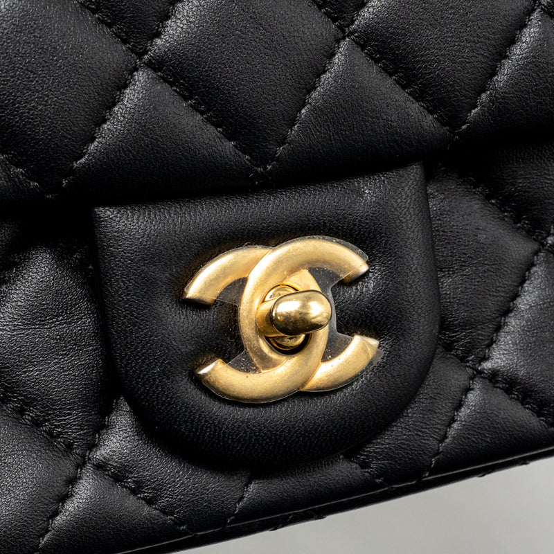 Chanel Pearl Crush mini rectangular flap bag lambskin black GHW (microchip)