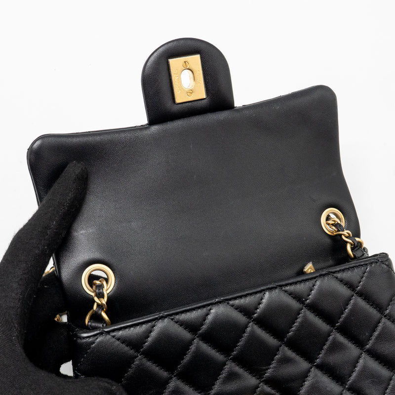 Chanel Pearl Crush mini rectangular flap bag lambskin black GHW (microchip)