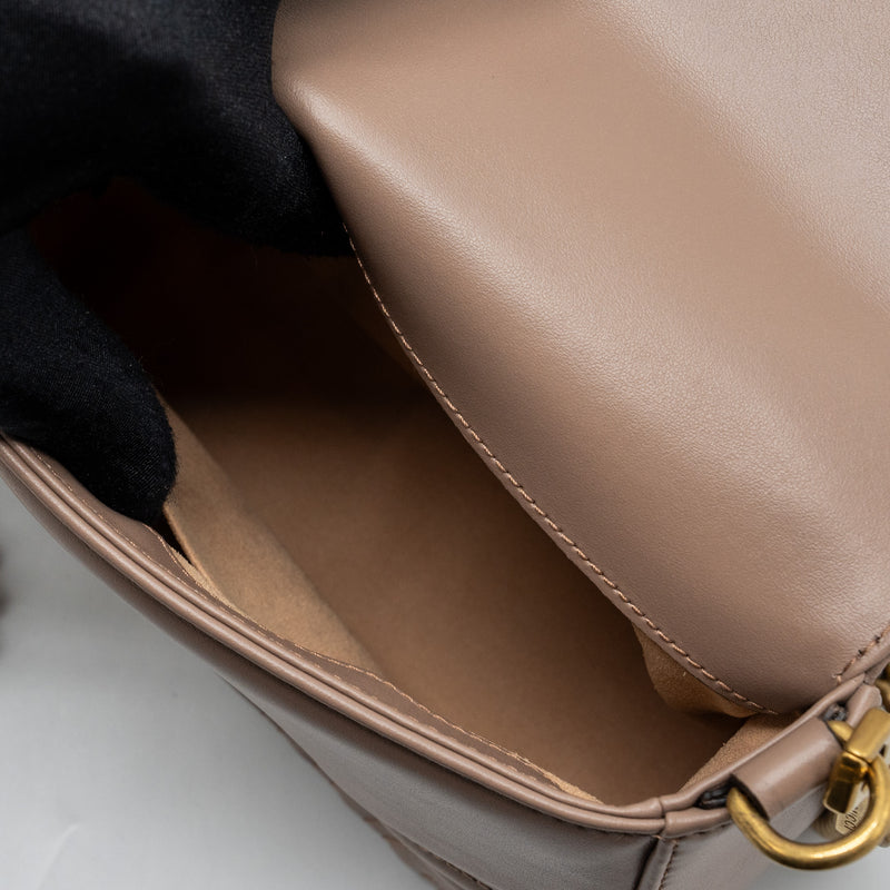 Gucci GG Marmont Mini Top Handle Bag Leather Dark Beige GHW