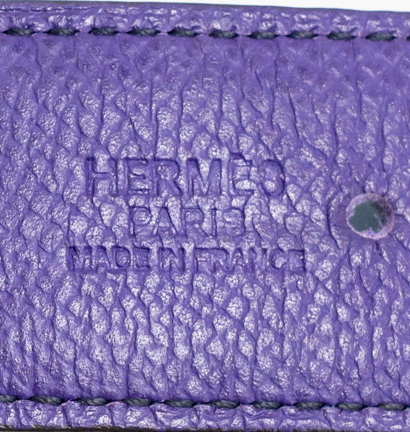Hermes Size 80 Reversible Belt with H Buckle Epsom/Swift Purple/Blue GHW Stamp Square P