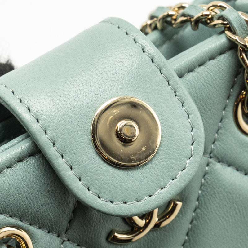 Chanel mini quilted chain bag lambskin light blue LGHW