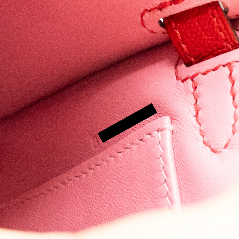 Hermes Mini Kelly II Chèvre Mysore Rouge Casaque/Mauve Sylvestre SHW Stamp B