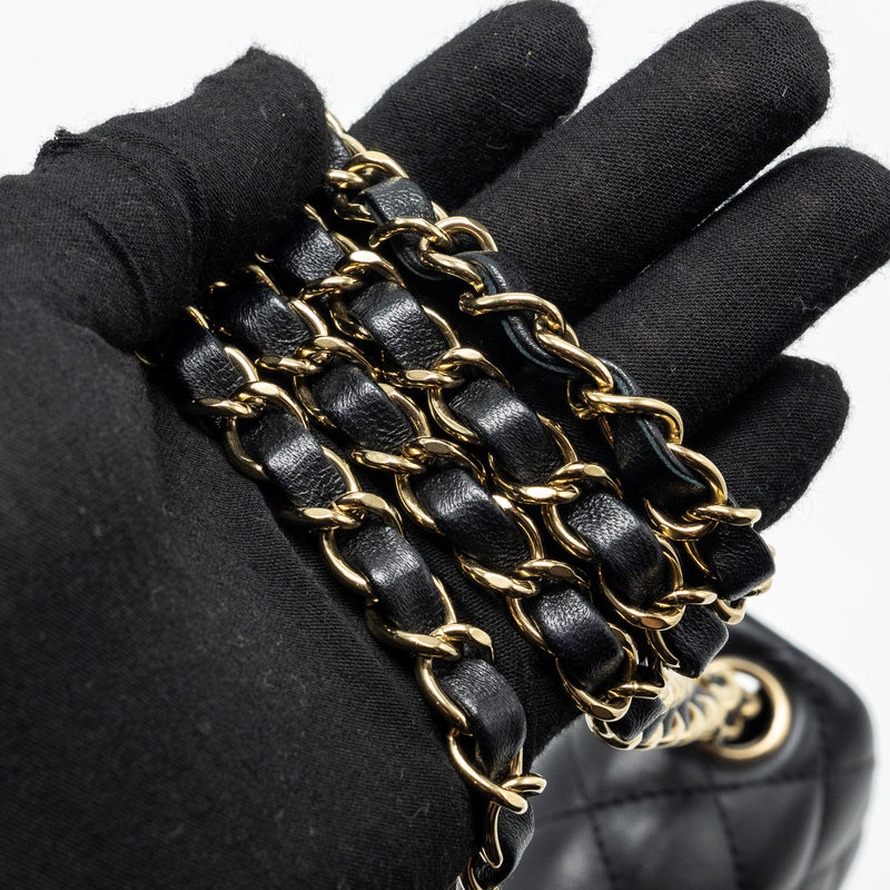 Chanel Mini Square Flap bag Lambskin Black LGHW (Microchip)