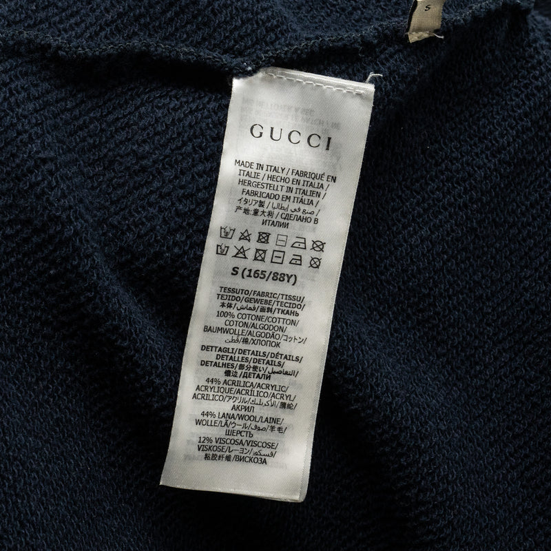 Gucci Size S Graphic Print Hoodie Cotton Navy/Multicolour