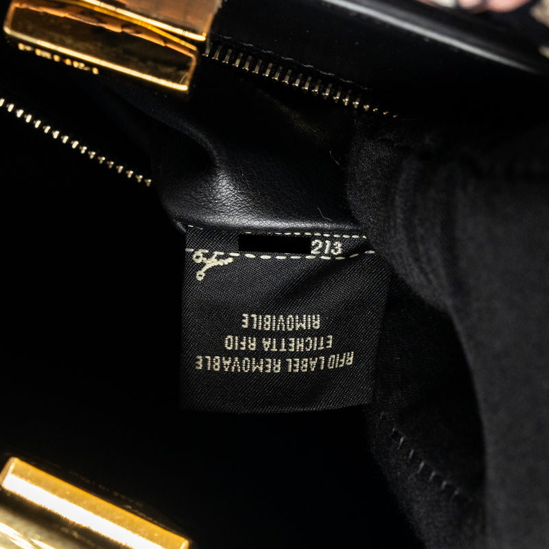 Fendi Peekaboo Handle Bag Calfskin Dove/Black GHW