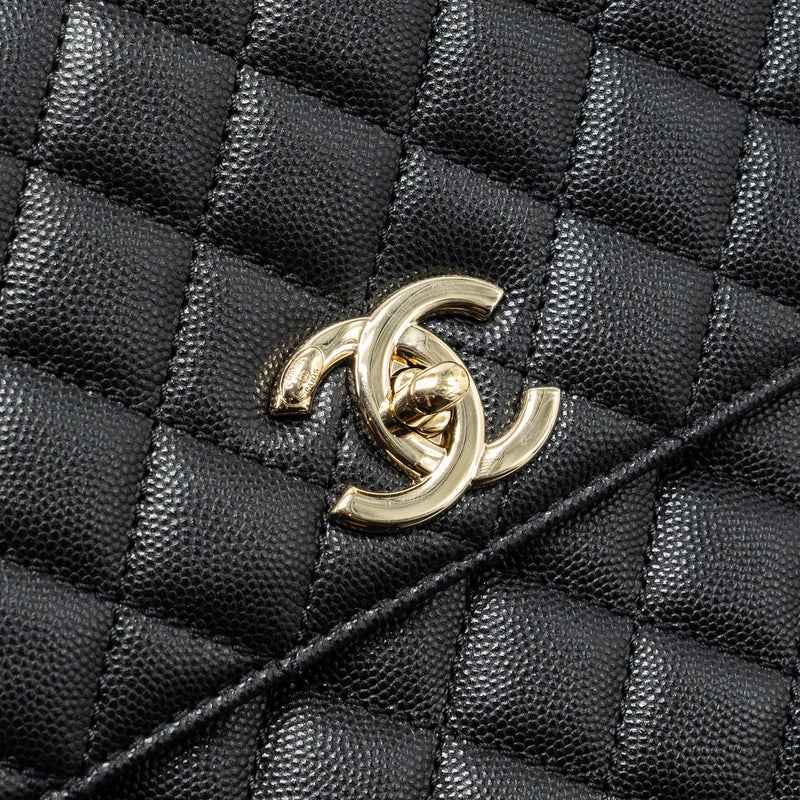 Chanel Large Coco Handle Caviar Black LGHW (Microchip)