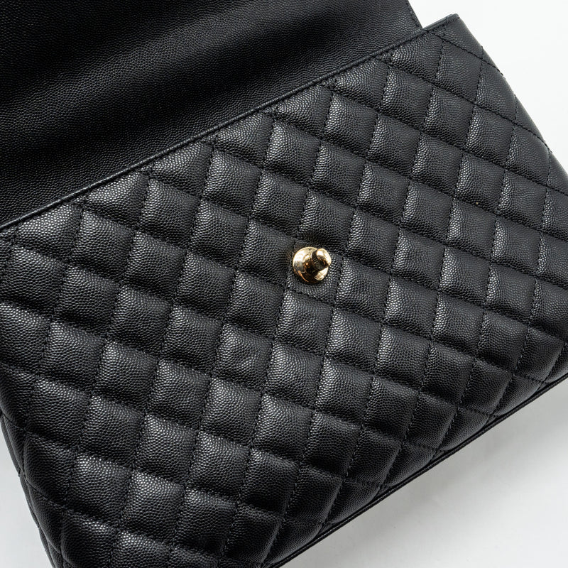 Chanel Large Coco Handle Caviar Black LGHW (Microchip)