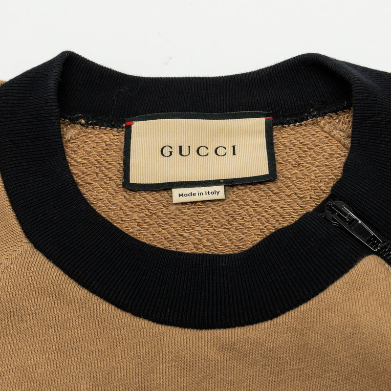GUCCI Size XS Vintage Logo Sweatshirt Cotton Carmel/Multicolour