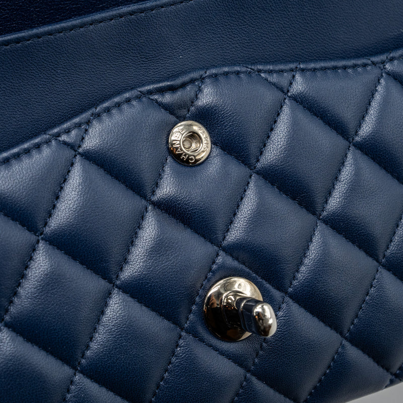 CHANEL MEDIUM CLASSIC DOUBLE FLAP BAG Lambskin Dark Blue SHW