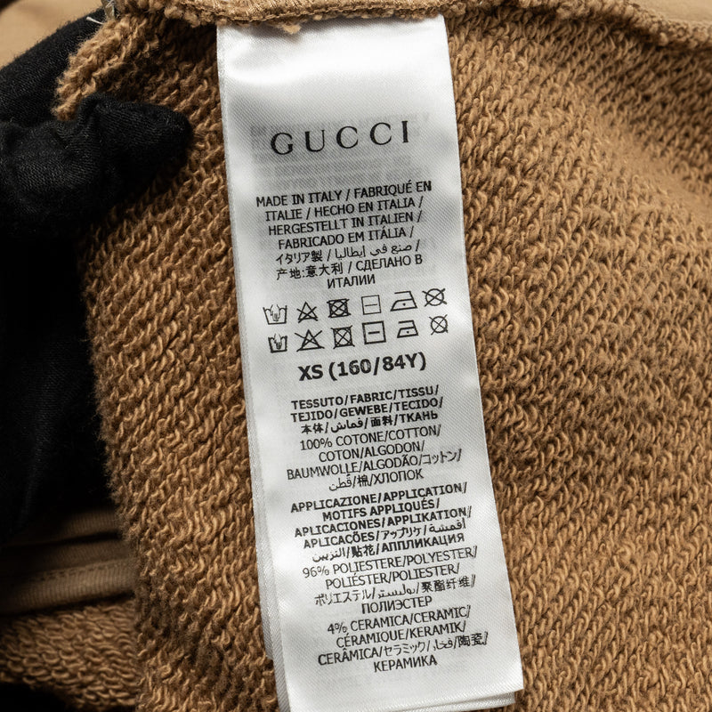 GUCCI Size XS Vintage Logo Sweatshirt Cotton Carmel/Multicolour