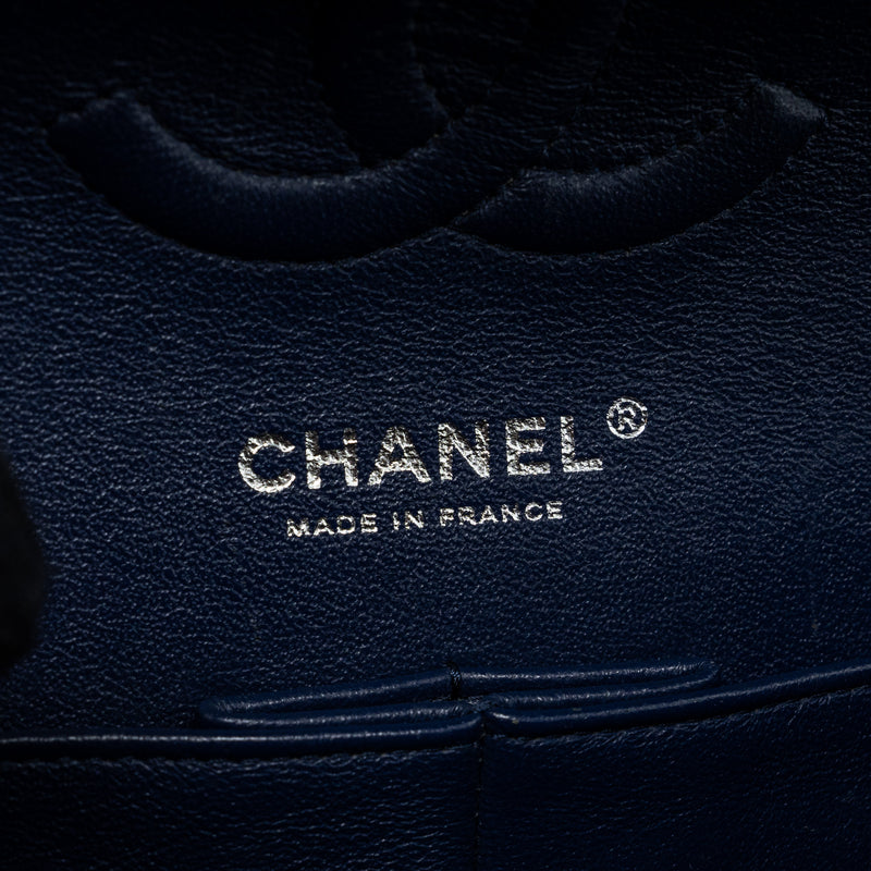 CHANEL MEDIUM CLASSIC DOUBLE FLAP BAG Lambskin Dark Blue SHW