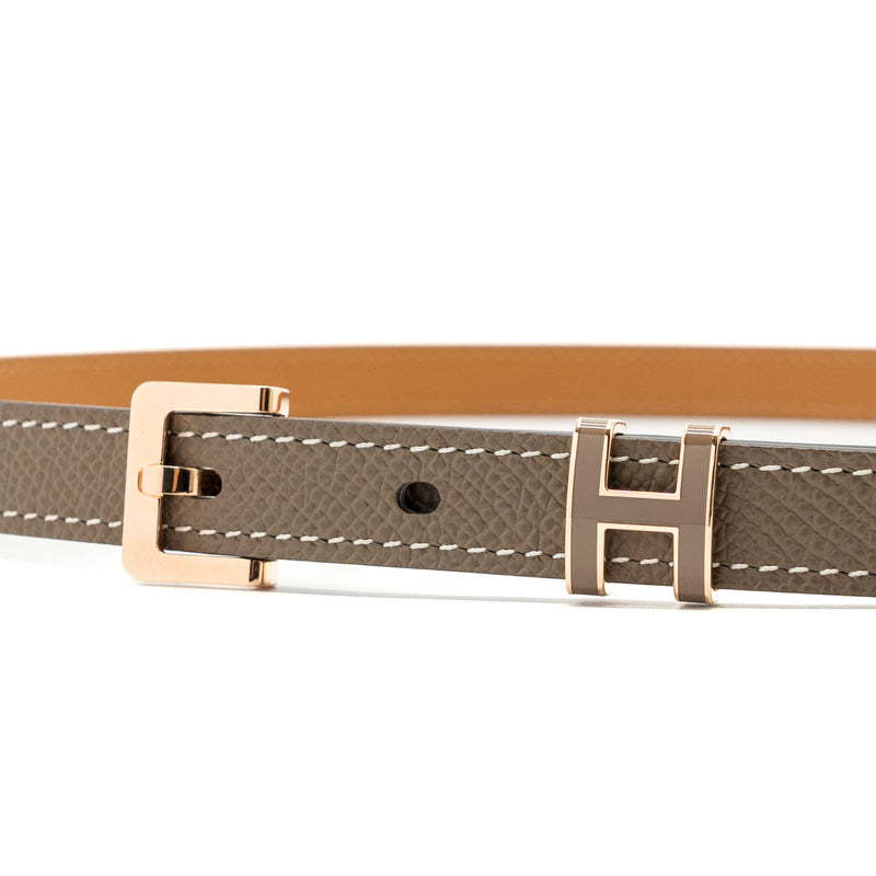 Hermes Size 75 Pop H 15mm Belt Epsom Etoupe RGHW Stamp B