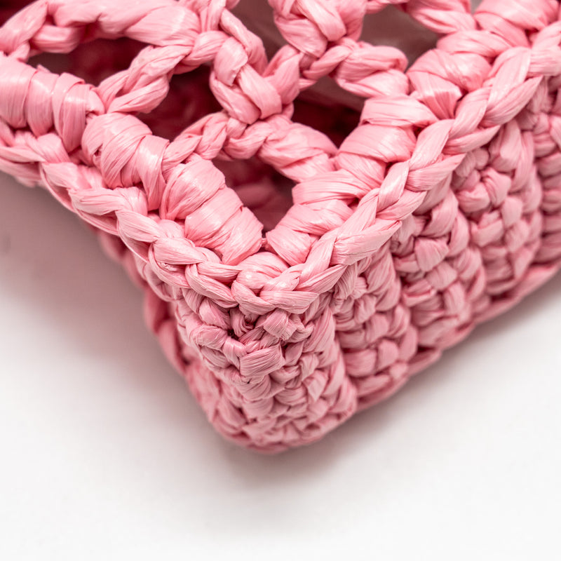 Prada Crochet Tote Bag Raffia Pink