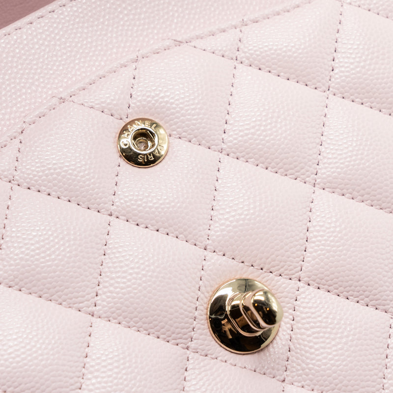 Chanel medium classic double flap bag caviar light pink LGHW (microchip)