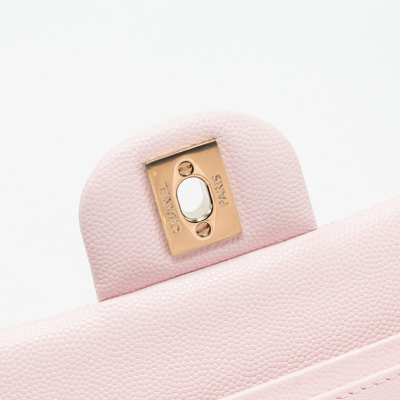 Chanel medium classic double flap bag caviar light pink LGHW (microchip)