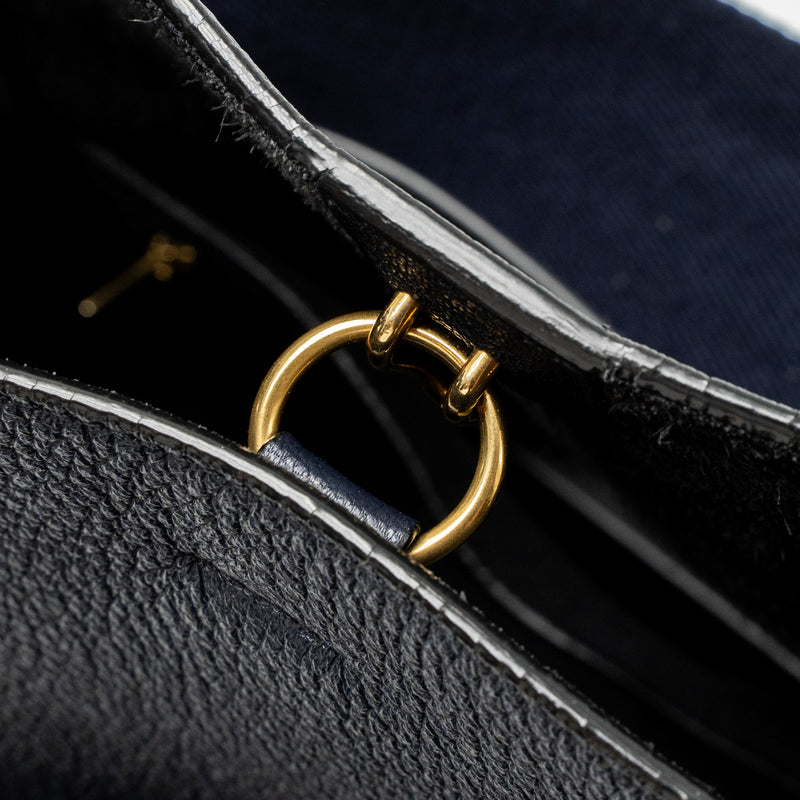 Celine Sangle Bucket Bag Calfskin Navy GHW