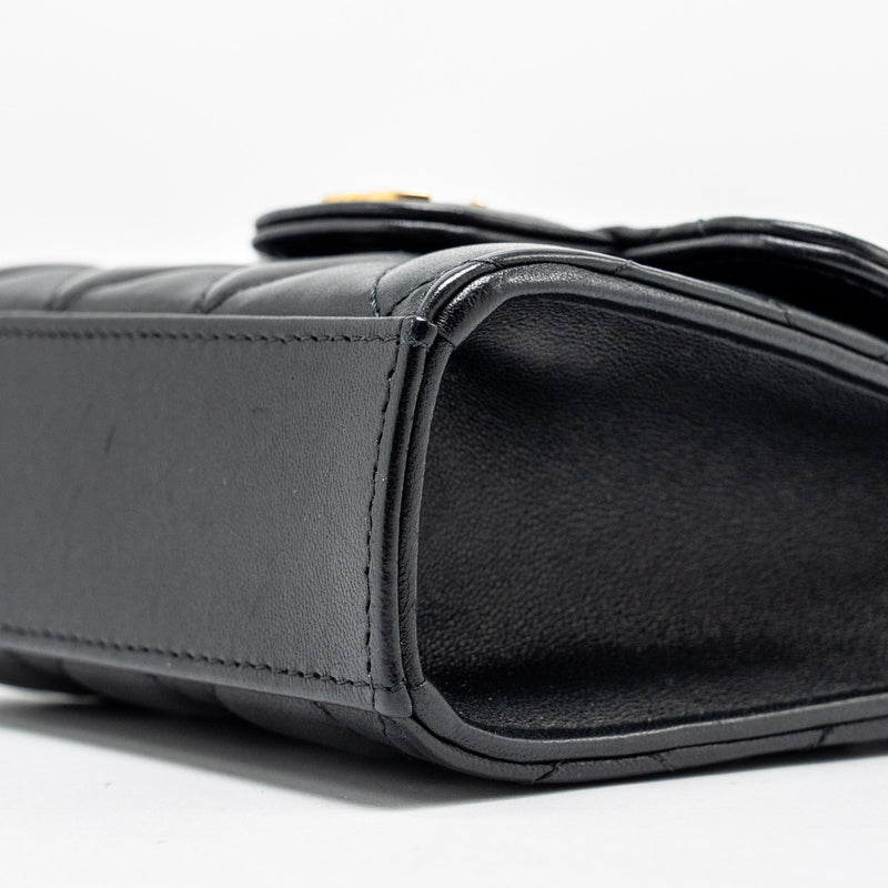 Chanel 22B Top Handle Mini Flap Clutch Lambskin black GHW (Microchip)