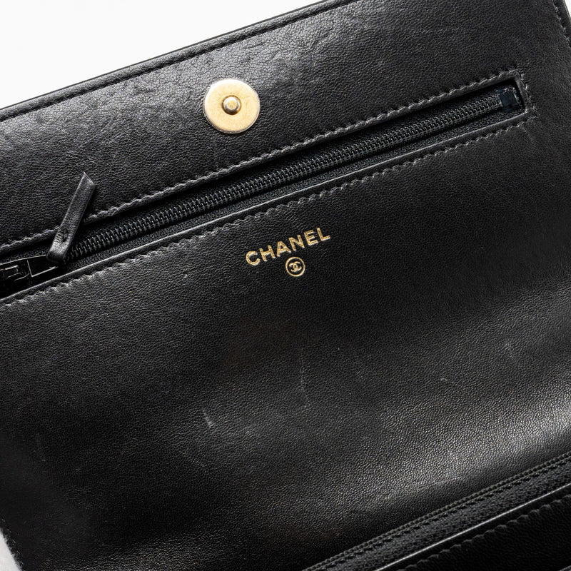 Chanel 19 Wallet On Chain Lambskin Black Multicolour Hardware