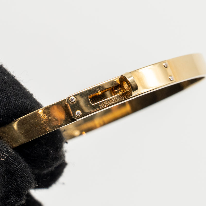 Hermes Size LG kelly bracelet small model yellow gold, 4 diamonds
