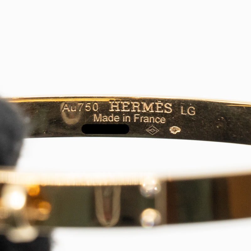 Hermes Size LG kelly bracelet small model yellow gold, 4 diamonds