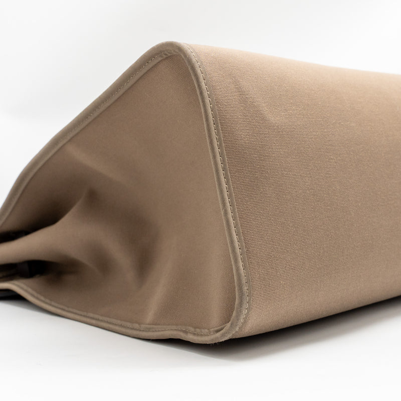 Hermes Herbag Zip 39 Canvas/Hunter Leather Etoupe/Ebene SHW Stamp X