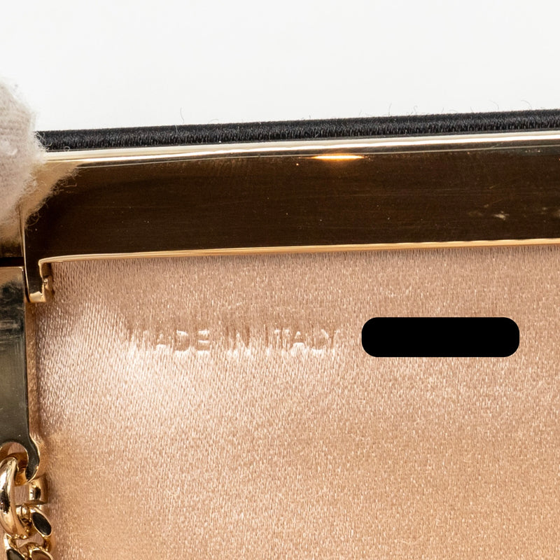 Roger Vivier Strass Buckled Clutch/Purse With Chain Satin Black LGHW