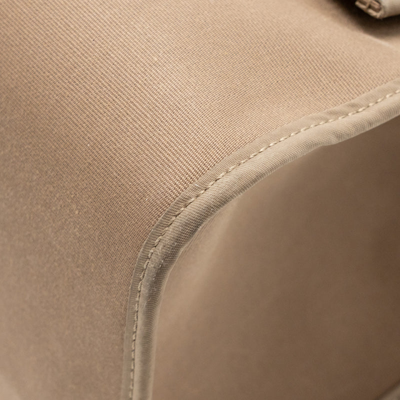 Hermes Herbag Zip 39 Canvas/Hunter Leather Etoupe/Ebene SHW Stamp X