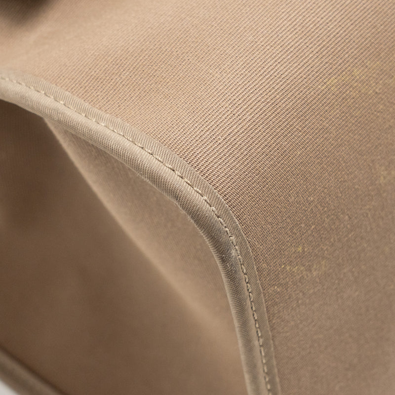 Hermes Herbag Zip 39 Canvas/Hunter Leather Etoupe/Ebene SHW Stamp X