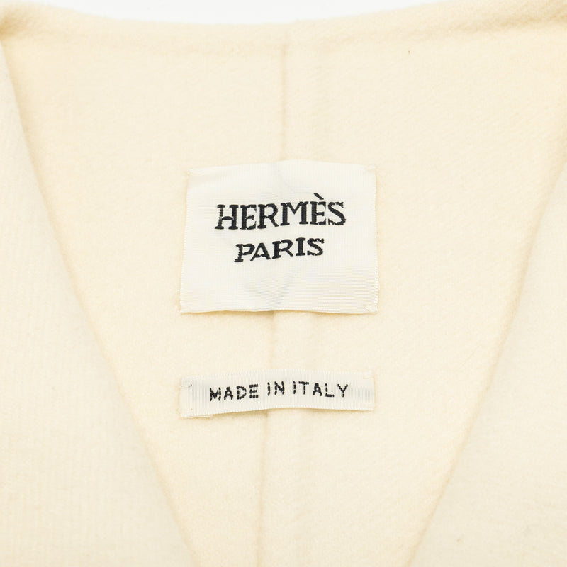 HERMES Size 34 Cashmere Coat White