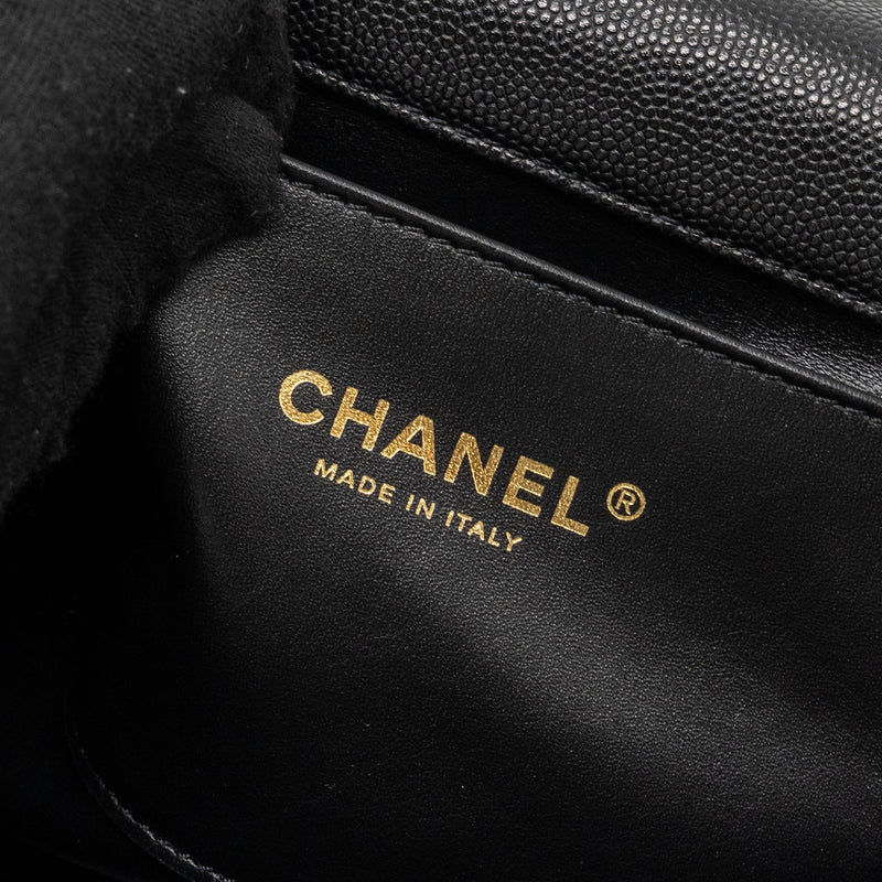 Chanel 22K coco first flap bag caviar black GHW (microchip)