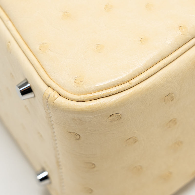 Hermes Mini Lindy Ostrich Nata SHW Stamp Z