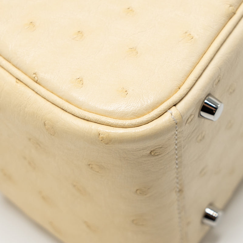 Hermes Mini Lindy Ostrich Nata SHW Stamp Z
