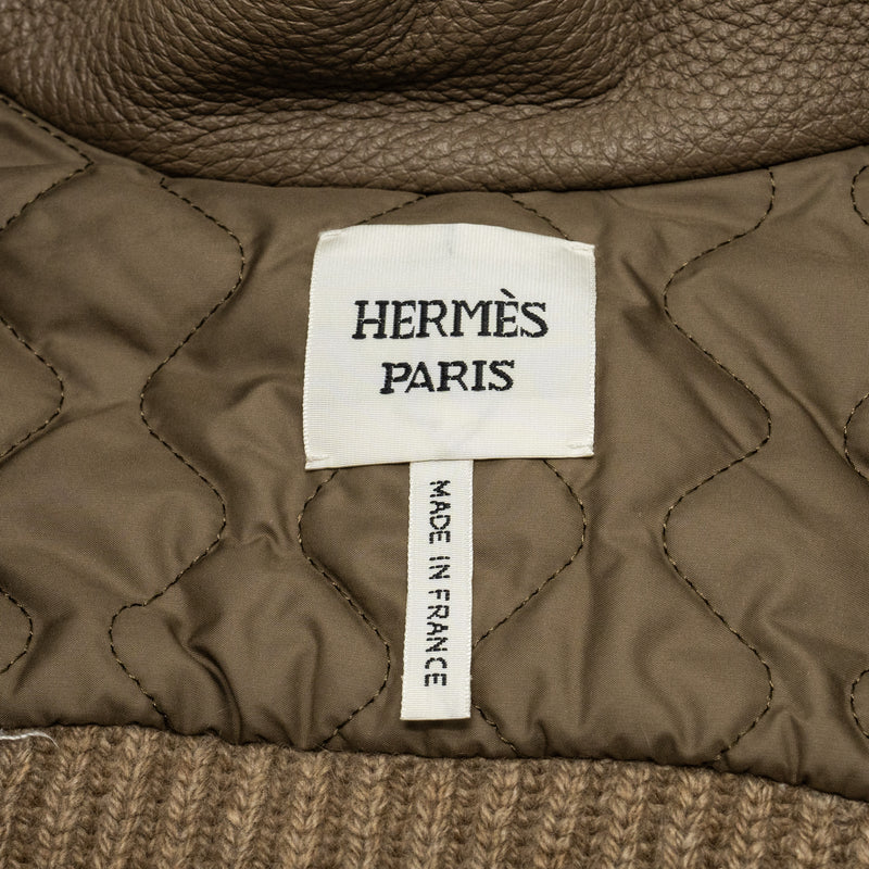 Hermes Size 36 Jacket Deerskin/Cashmere Dark Brown