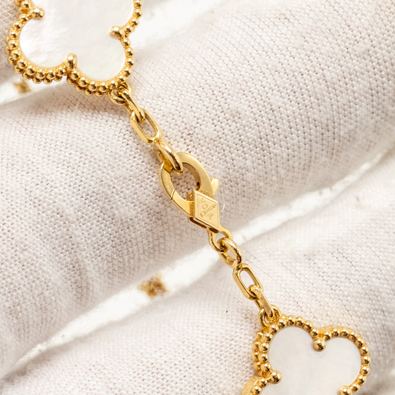 Van Cleef & Arpels Vintage Alhambra Bracelet 5 Motifs White Mother-of-Pearl, Yellow Gold