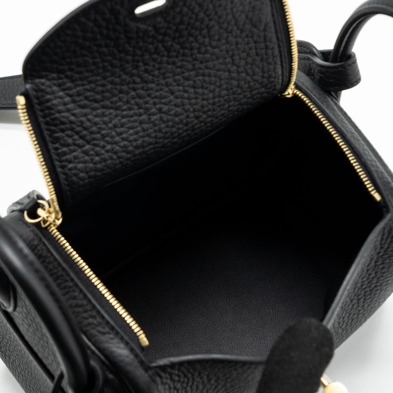 Hermes Mini Lindy Clemence Black GHW Stamp B