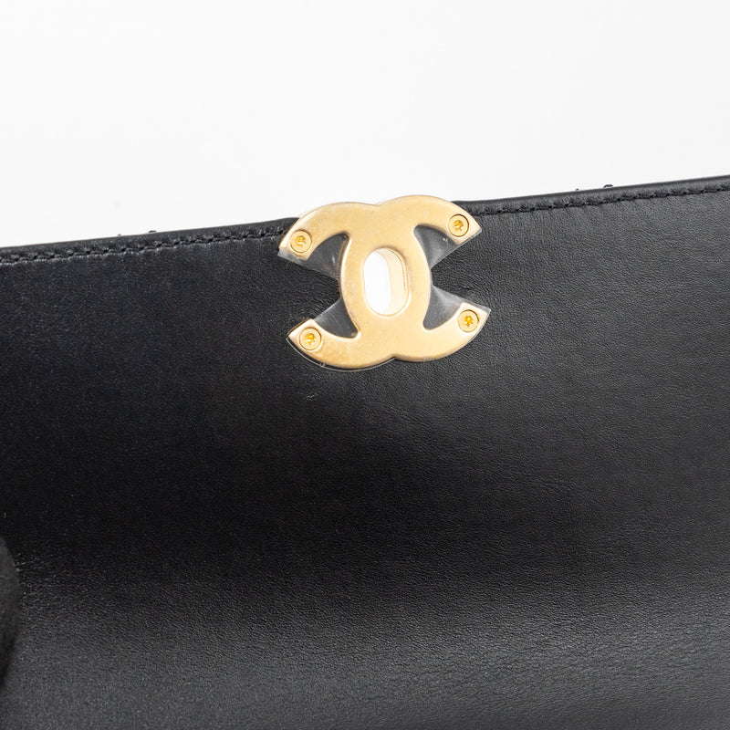 Chanel 24C gold crush mini flap bag calfskin black GHW  (microchip)