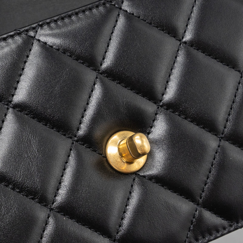 Chanel 24C gold crush mini flap bag calfskin black GHW  (microchip)