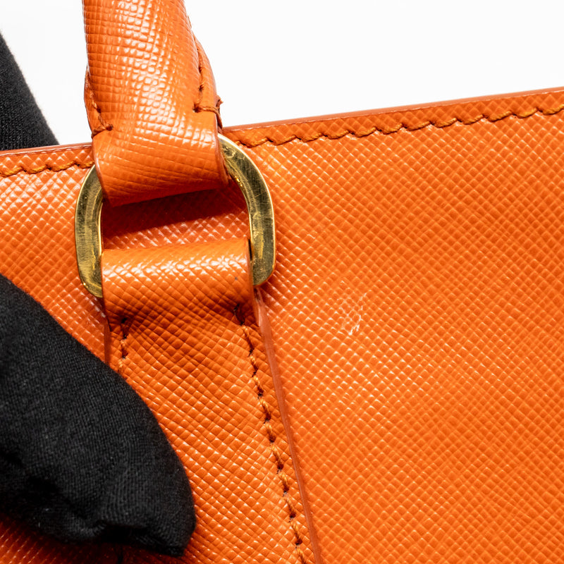 Prada Large Saffiano Tote Bag Leather Orange GHW
