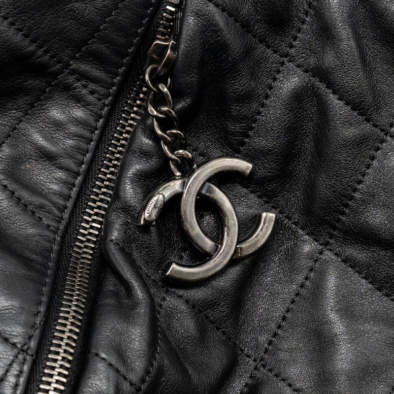 Chanel Coco Pleats Hobo Bag Calfskin Black Ruthenium Hardware