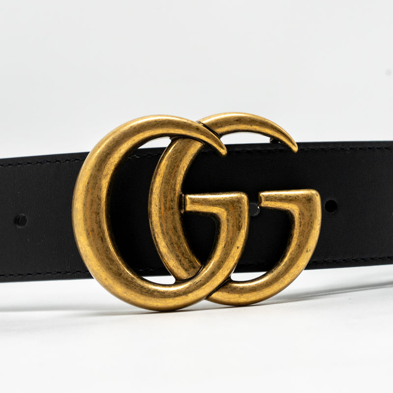 Gucci Size 85 4cm Wide GG Marmont Leather Belt GHW