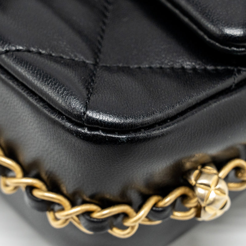 Chanel Mini Coco CC Logo Quilted Flap Bag Lambskin Black GHW (Microchip)