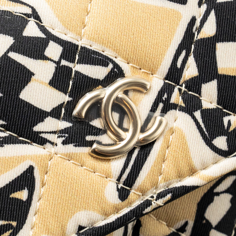 Chanel Mini Flap Clutch with Chain Fabric Beige/Multicolour LGHW(microchip)