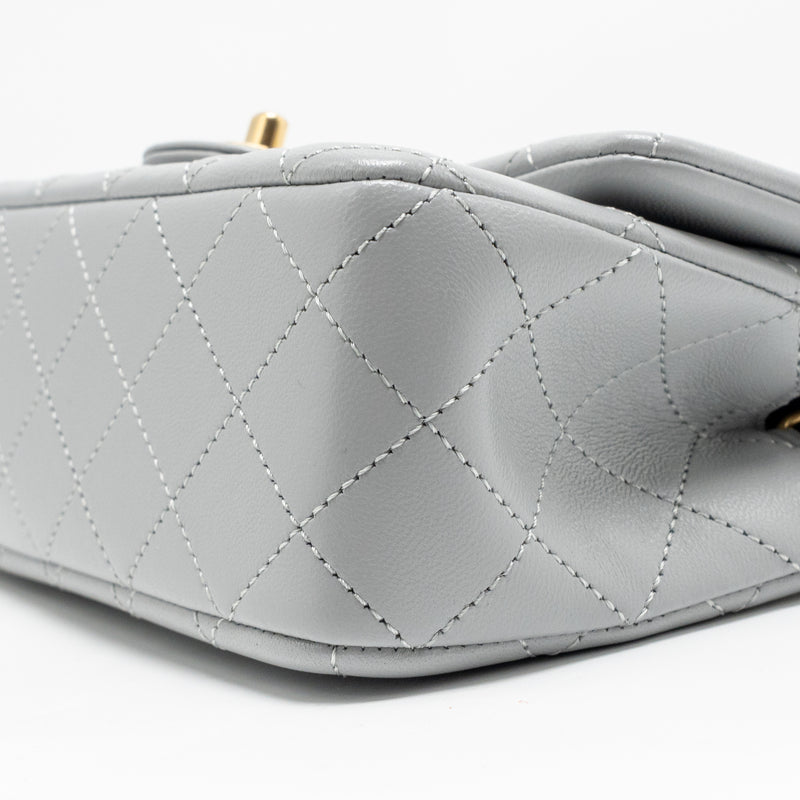 Chanel Pearl Crush Mini rectangular flap bag lambskin grey GHW (microchip)