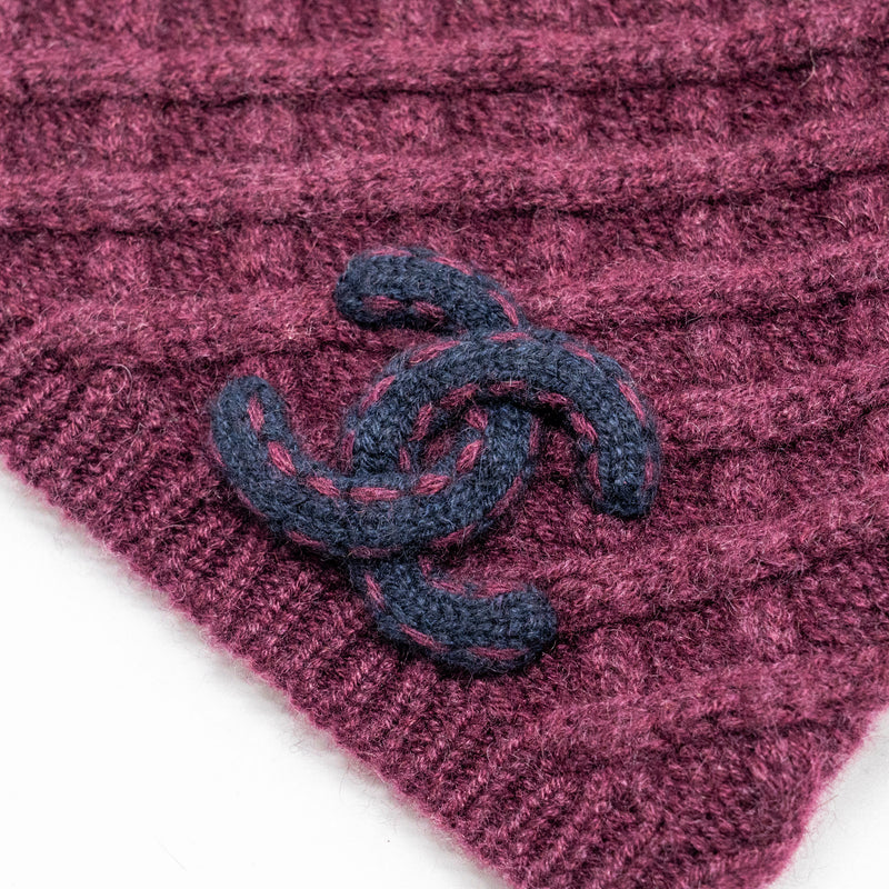 Chanel beanie hat cashmere burgundy / navy