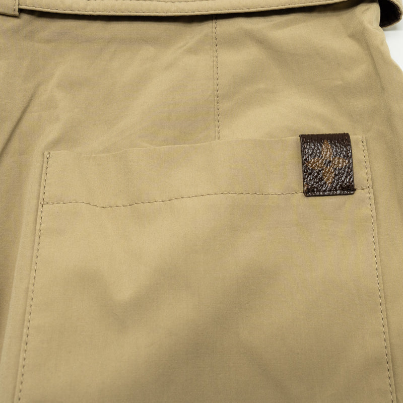 LOUIS VUITTON Size 36 Straight Pants With Monogram Belt Cotton/Silk Beige