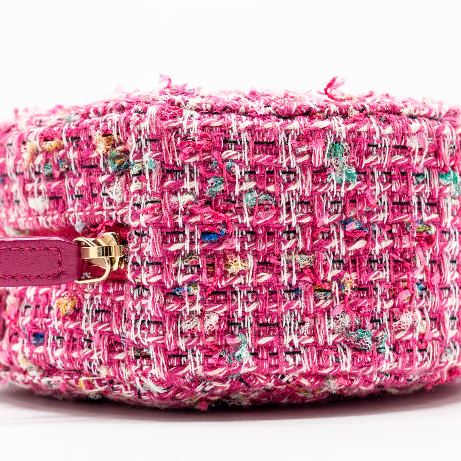 【Chanel】シャネル★Round Clutch★ラウンドクラッチ★ツイード Chanel Round Clutch with Chain Tweed Pink/Multicolour LGHW
